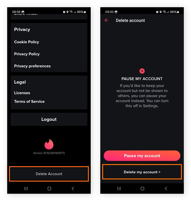 Manage Tinder Account Settings